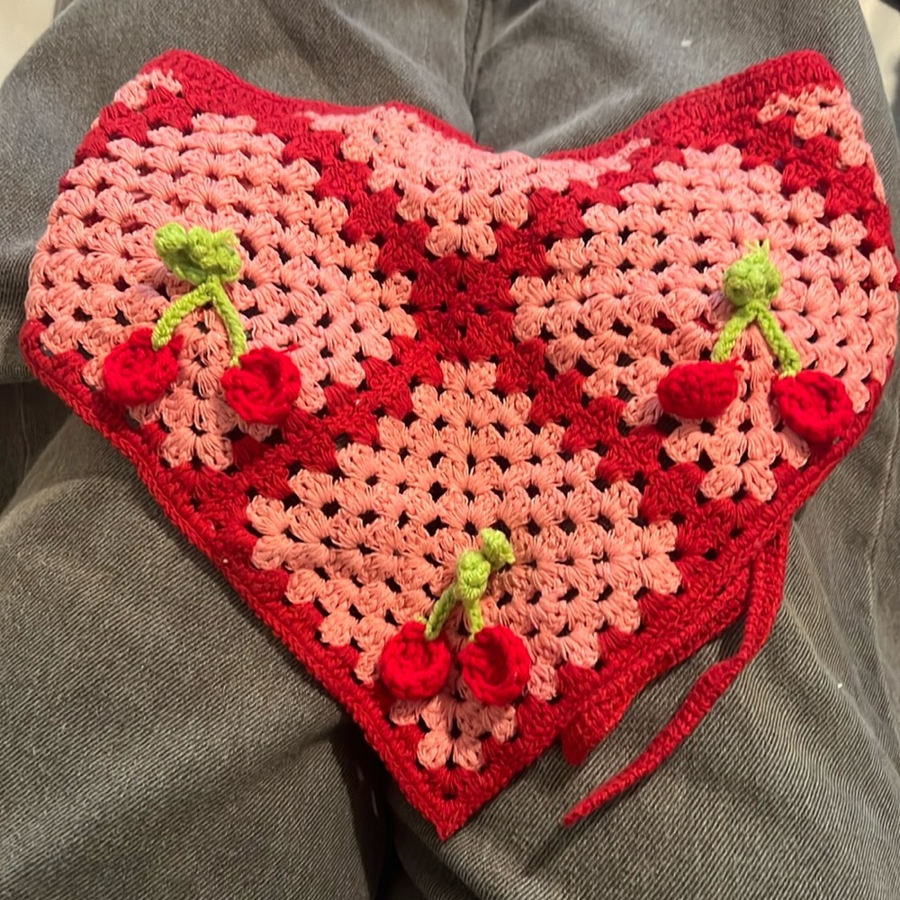 Crochet hair scarf